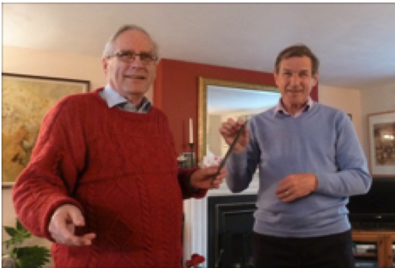 Colin Wright passes the baton to John Pemberton at the end of a 4-venue visit in 2019