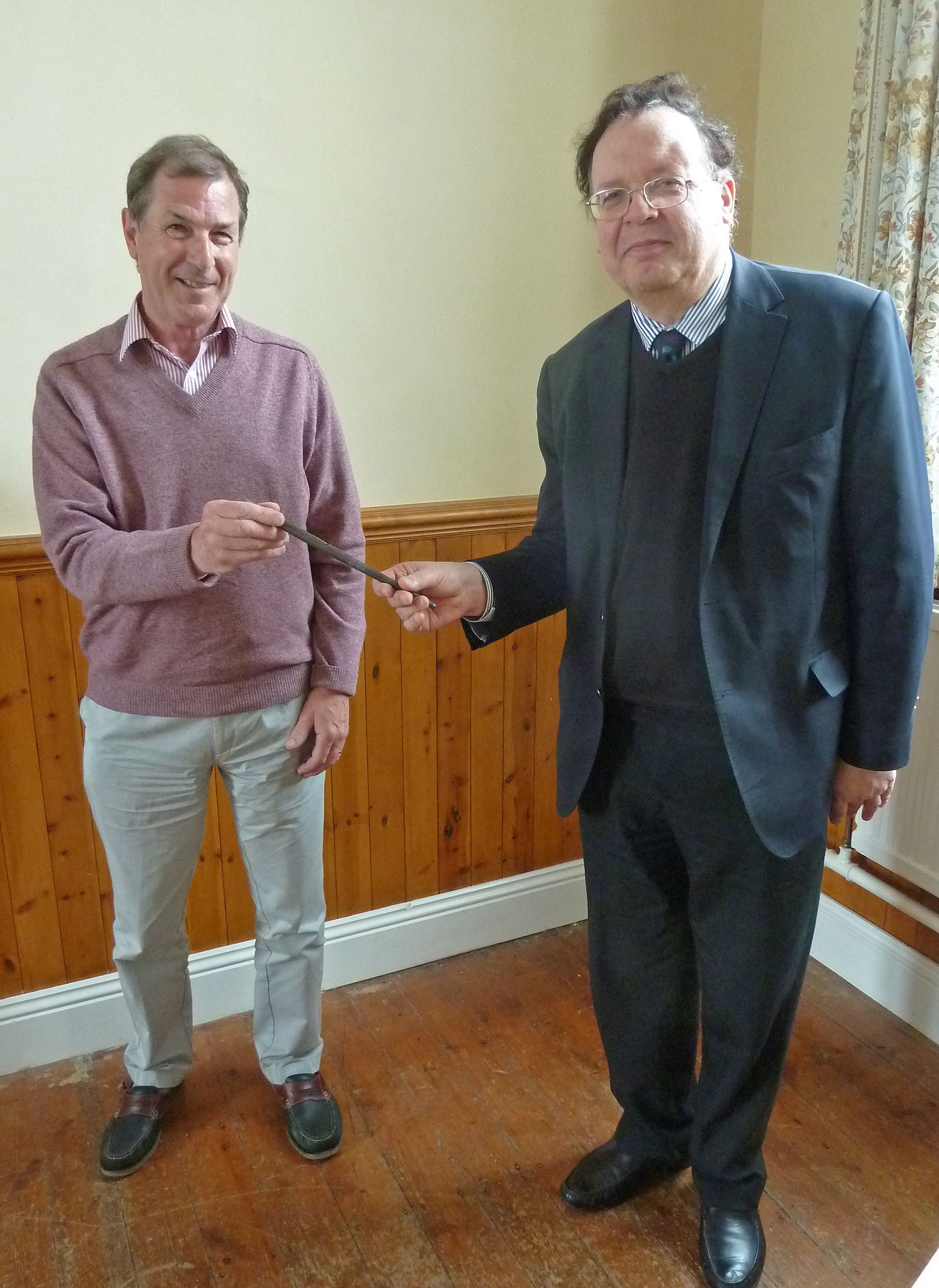 John Scott Whiteley passes the baton to Colin Wright at the 2016 AGM